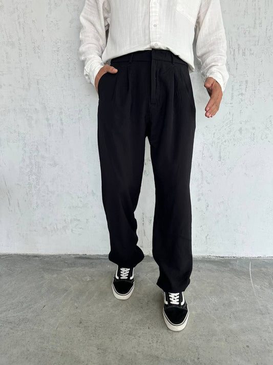 W11 Baggy Kumaş Siyah Pantolon